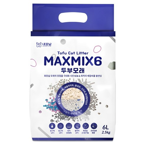 고양이 프리미엄 두부벤토 모래 6in1 MAXMI6 (옵션: 2.5kgx무향x1개)